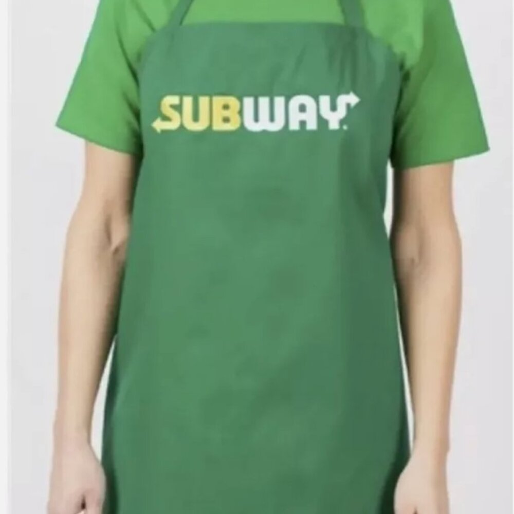 1-PACK Subway Green Full Apron Restaurant Uniform Employee Crew, New